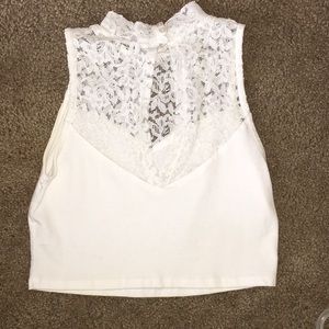 White Lace Crop Top